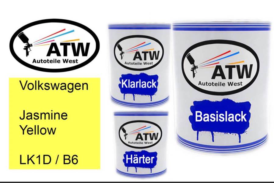 Volkswagen, Jasmine Yellow, LK1D / B6: 1L Lackdose + 1L Klarlack + 500ml Härter - Set, von ATW Autoteile West.